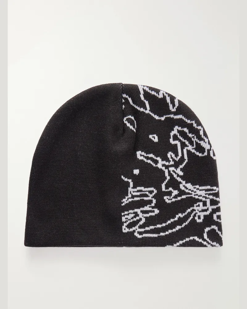 Blue Blue Japan Cloud Sea Jacquard Beanie Black
