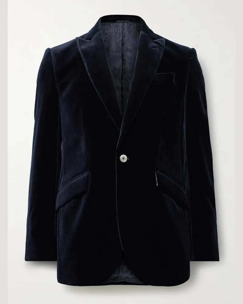Favourbrook Newport Smokingjacke aus Baumwollsamt Blau