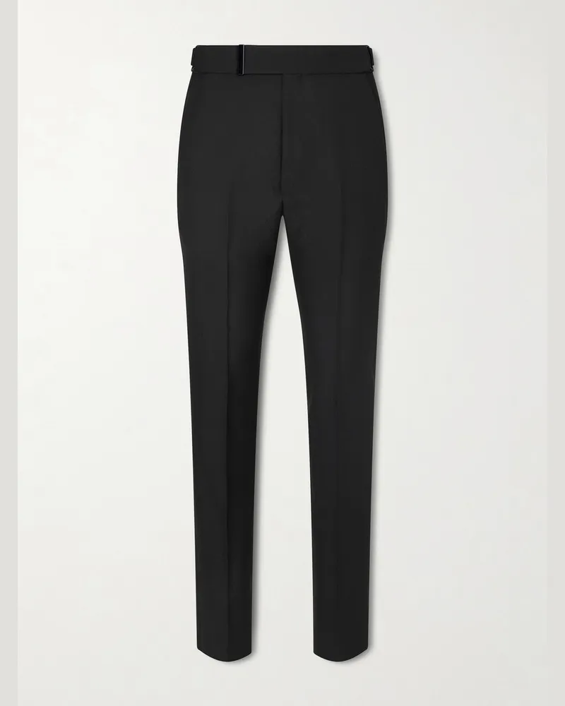 Tom Ford Atticus Straight-Leg Wool and Mohair-Blend Suit Trousers Black