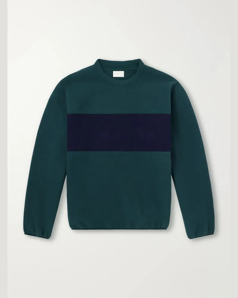 Aimé Leon Dore Logo-Embroidered Two-Tone Fleece Sweatshirt Green