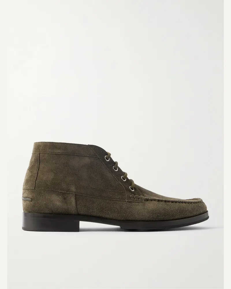 Manolo Blahnik Crosta Rhinebeck Schnürstiefel aus Veloursleder Grün