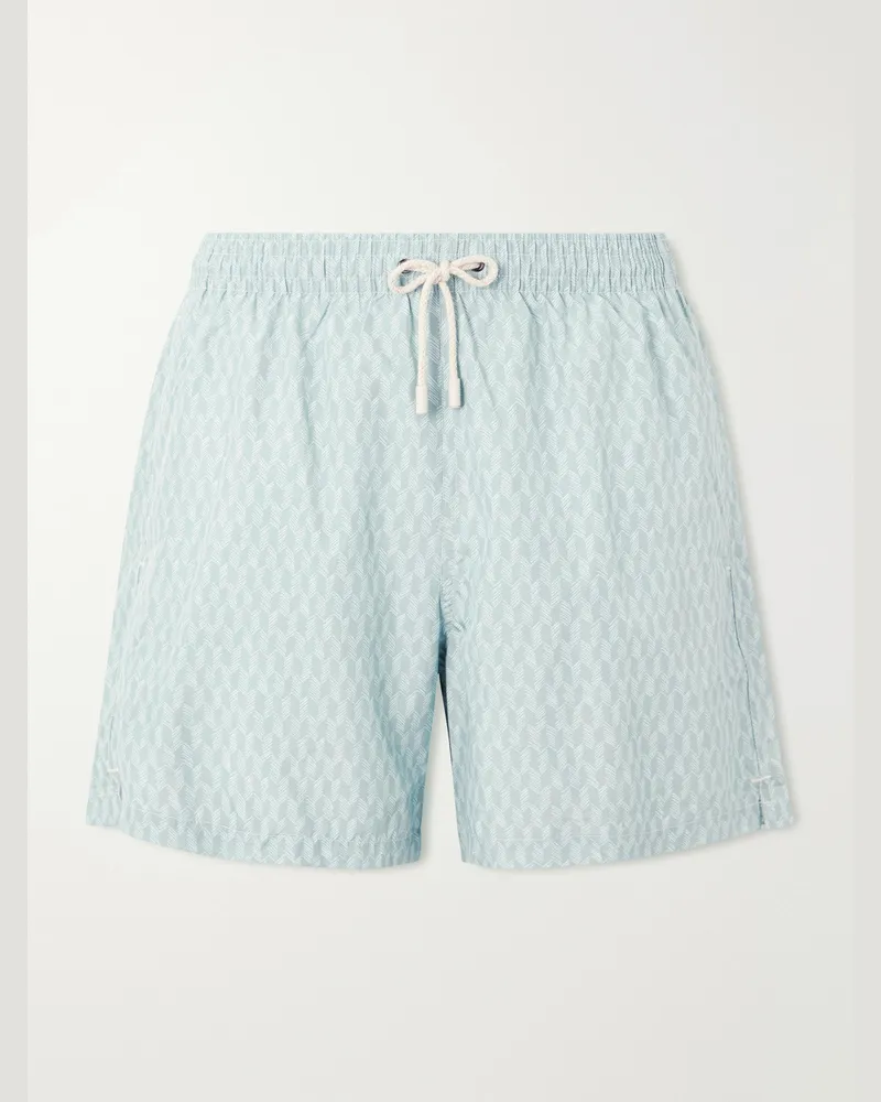 Canali Straight-Leg Mid-Length Printed Swim Shorts Blue