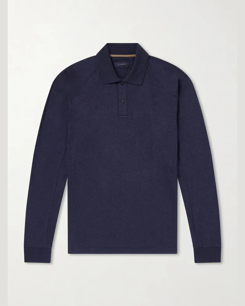 SEASE Cotton and Cashmere-Blend Jersey Polo Shirt Blue
