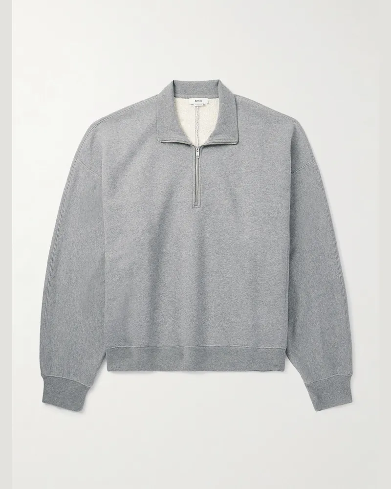 AGOLDE Idris Sweatshirt aus Baumwoll-Jersey mit kurzem Reißverschluss Grau