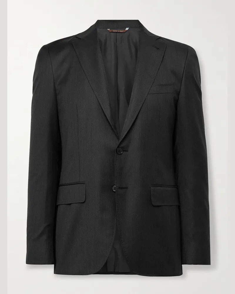 Canali Kei Slim-Fit Unstructured Super 150s Wool Blazer Gray