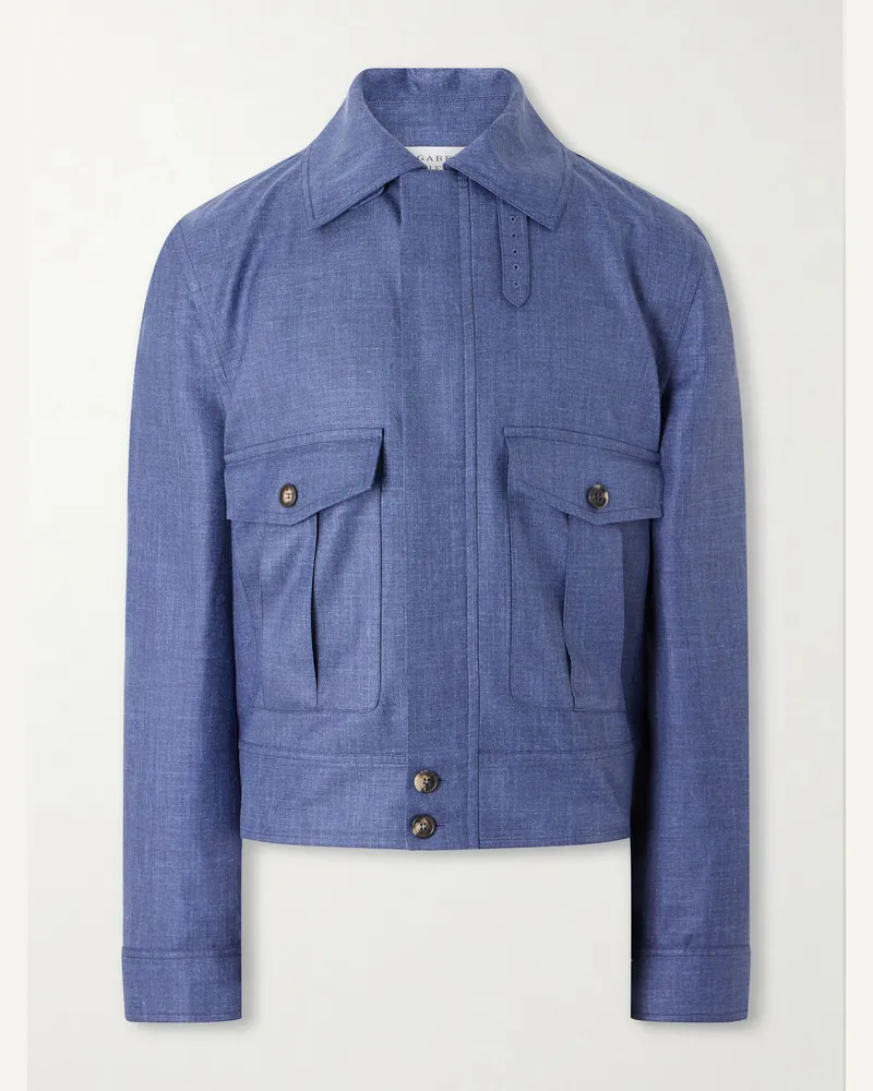 Gabriela Hearst Filipo Wool, Silk and Linen-Blend Jacket Blue