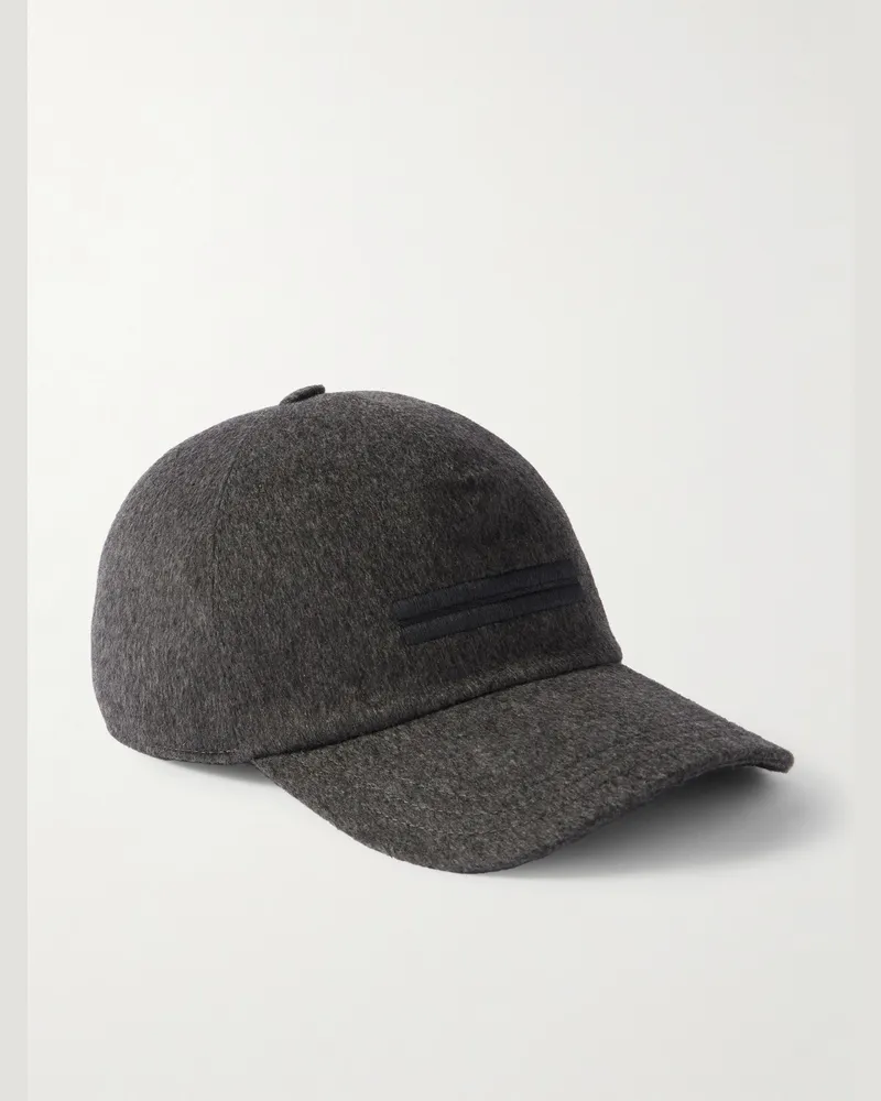 Ermenegildo Zegna Baseballkappe aus „Oasi“-Kaschmir mit Logodetail Grau