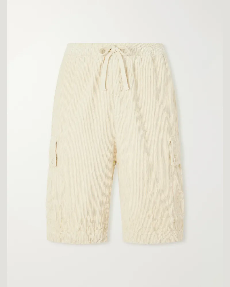 BARENA Wide-Leg Cotton-Corduroy Cargo Shorts Neutrals