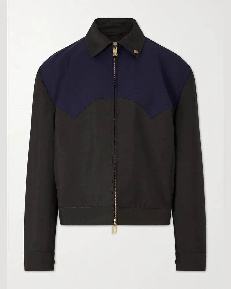 Versace Wool and Mohair-Blend Blouson Jacket Brown