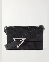 Bottega Veneta Cassette Mini-Umhängetasche aus Intrecciato-Leder Schwarz