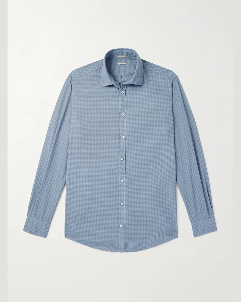 Massimo Alba Canary kariertes Hemd aus Baumwolle Blau