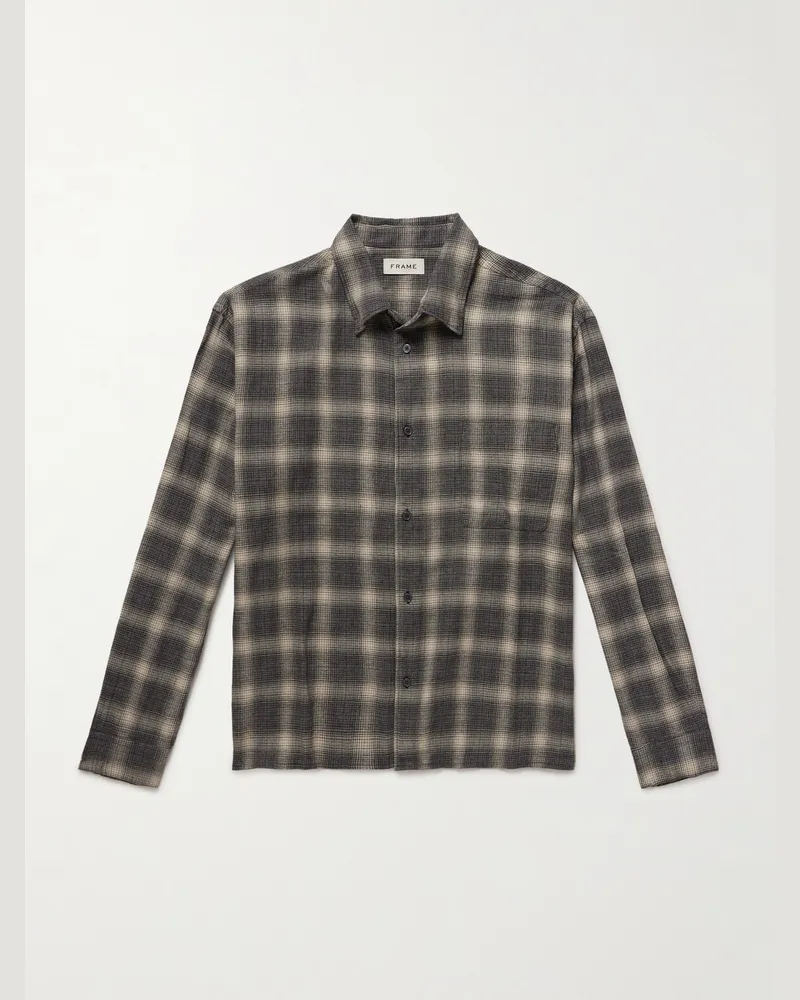 Frame Denim Kariertes Hemd aus gebürsteter Baumwolle Grau