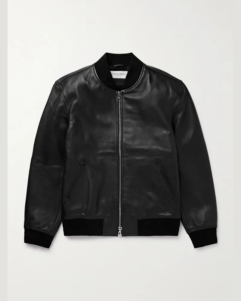 Officine Generale Christo Bomberjacke aus Leder Schwarz