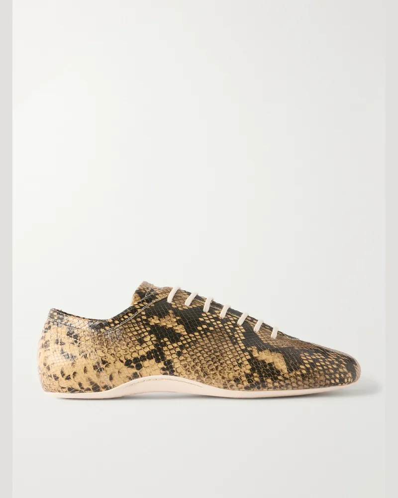 Dries van Noten Snake-Effect Leather Sneakers Animal