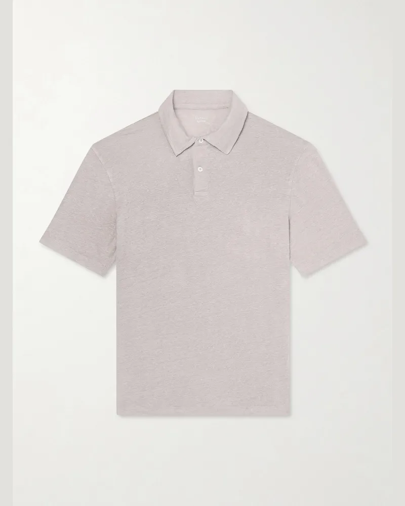Hartford Knitted Linen Polo Shirt Gray