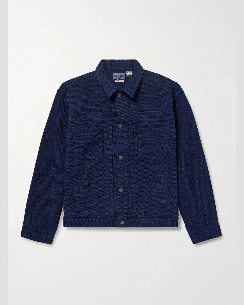 Blue Blue Japan Jacke aus Baumwolle in Sashiko-Optik und Indigo-Färbung Blau