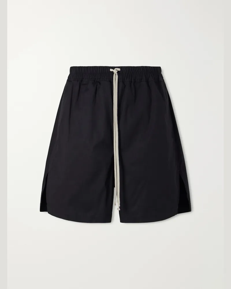 Rick Owens Boxer Straight-Leg Cotton-Blend Canvas Drawstring Shorts Black