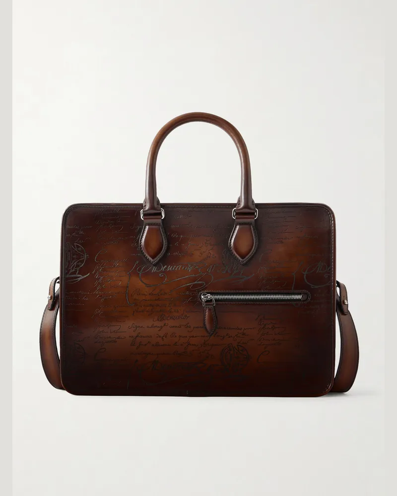 Berluti Un Jour Mini Venezia Leather Briefcase Brown
