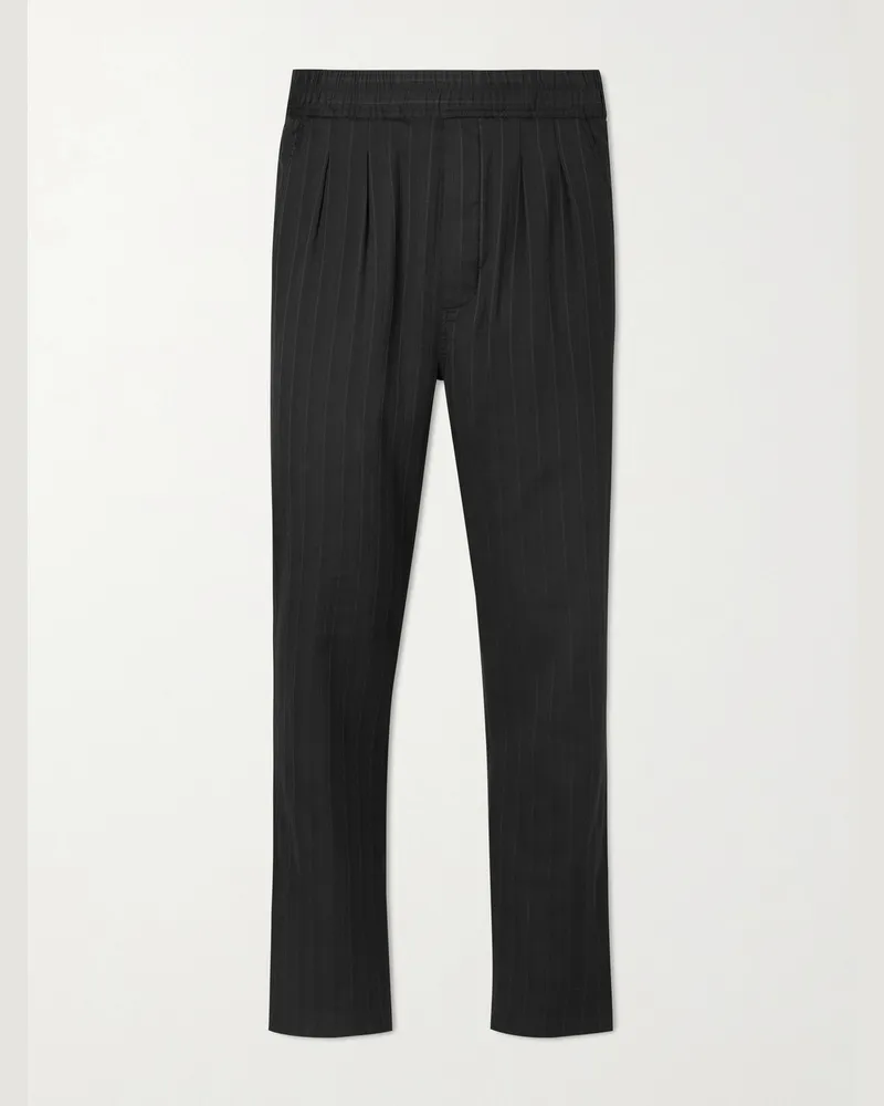 Tom Ford Cotton and Silk-Blend Herringbone Trousers Black