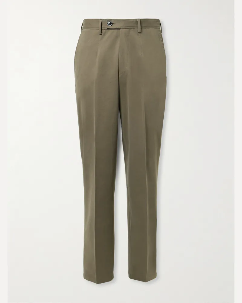 PURDEY Straight-Leg Cotton-Blend Twill Trousers Brown