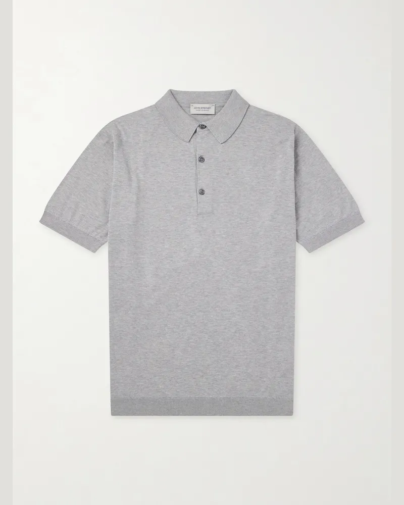 John Smedley Adrian Slim-Fit Sea Island Cotton Polo Shirt Gray