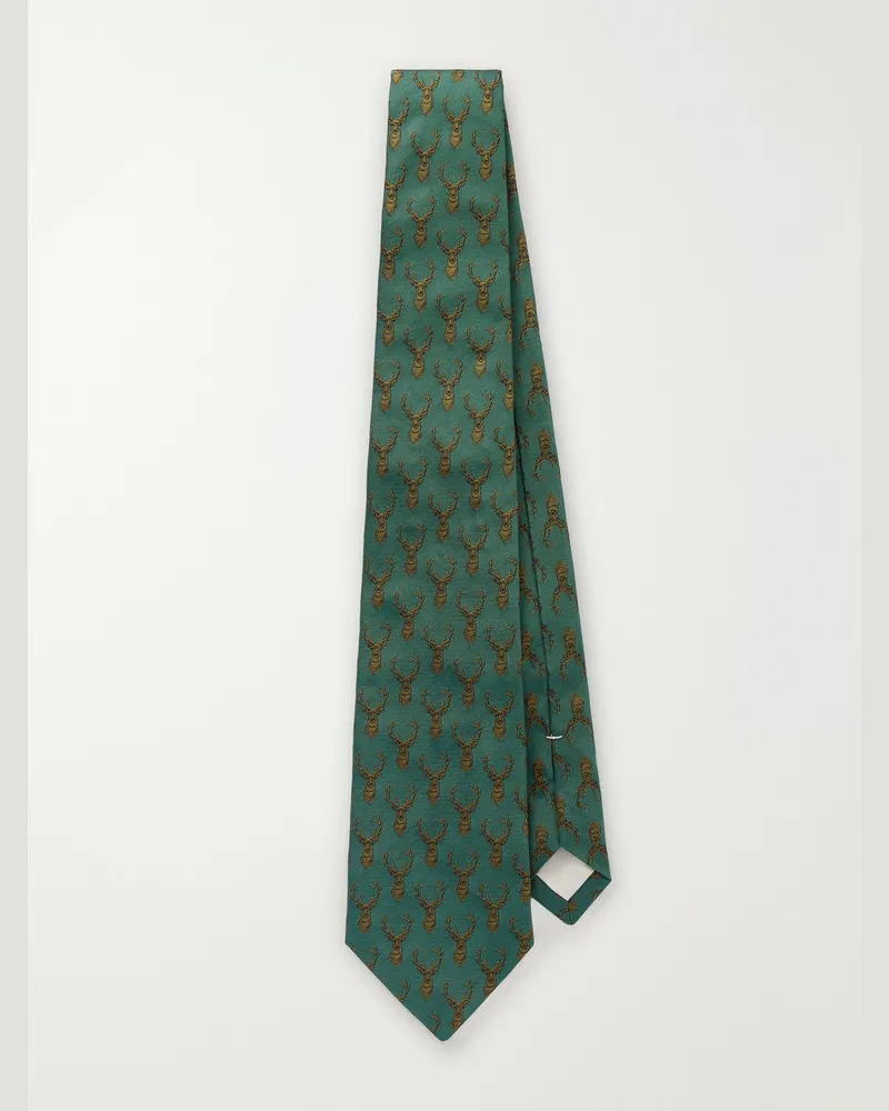 PURDEY 8cm Printed Silk Tie Green