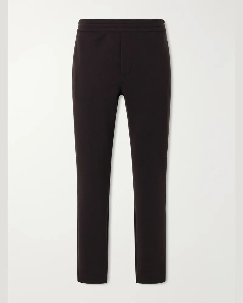 Ermenegildo Zegna Straight-Leg Honeycomb-Knit Cotton, Wool and Silk-Blend Sweatpants Brown