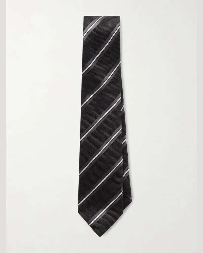 Tom Ford 8cm Striped Knitted Silk Tie Black