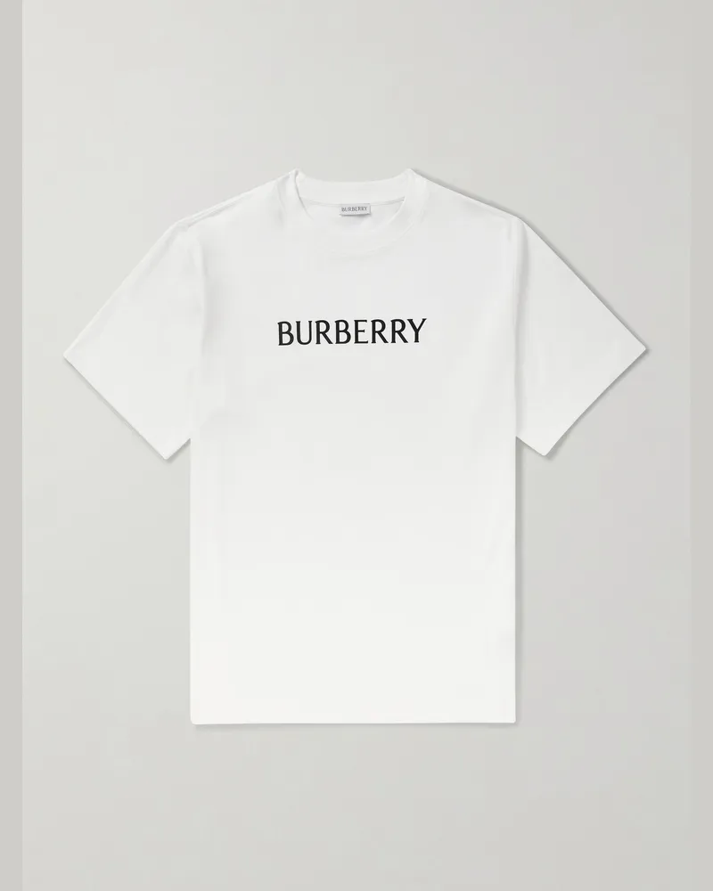 Burberry Seth T-Shirt aus Baumwoll-Jersey mit Logoprint Weiß