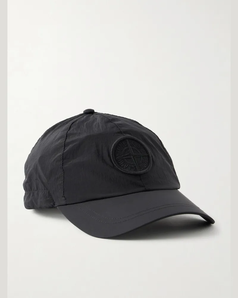 Stone Island Logo-Appliquéd Shell Baseball Cap Black