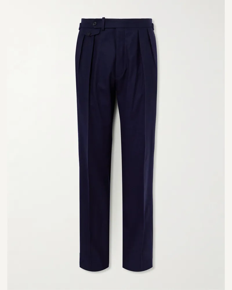 Ralph Lauren Gregory gerade geschnittene Hose aus Woll-Twill mit Falten Blau