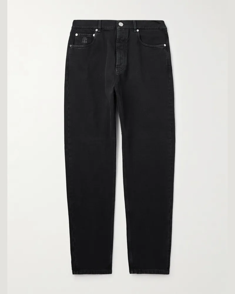 Brunello Cucinelli Schmal geschnittene Jeans Schwarz