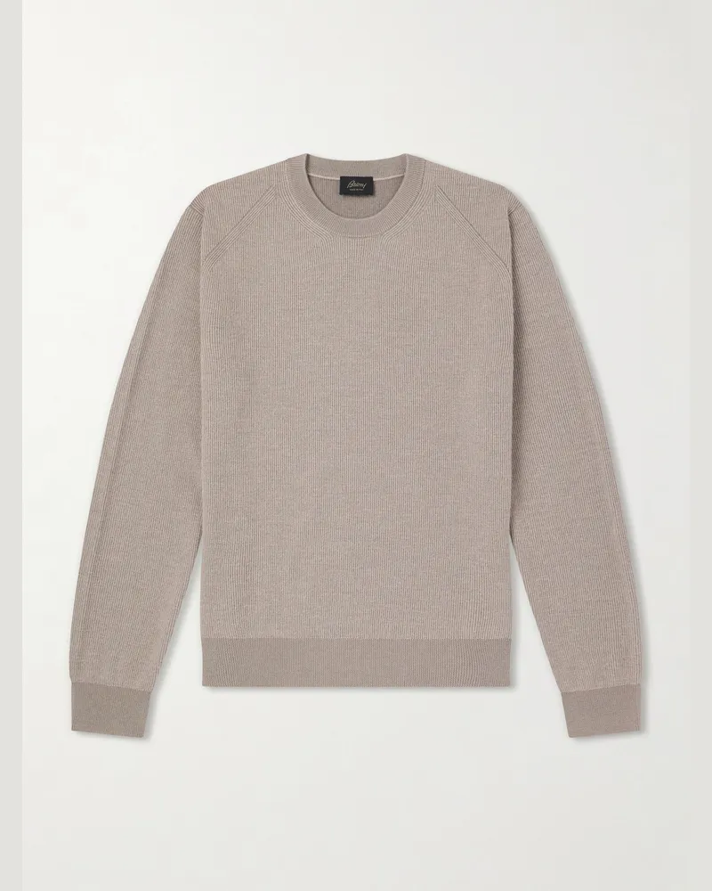 Brioni Cashmere and Wool-Blend Sweater Neutrals