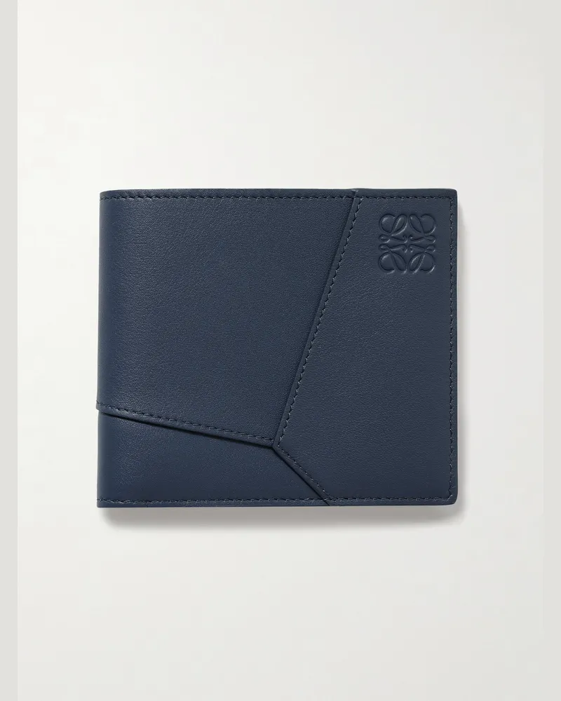 Loewe Puzzle aufklappbares Portemonnaie aus Leder mit Logoprägung Blau