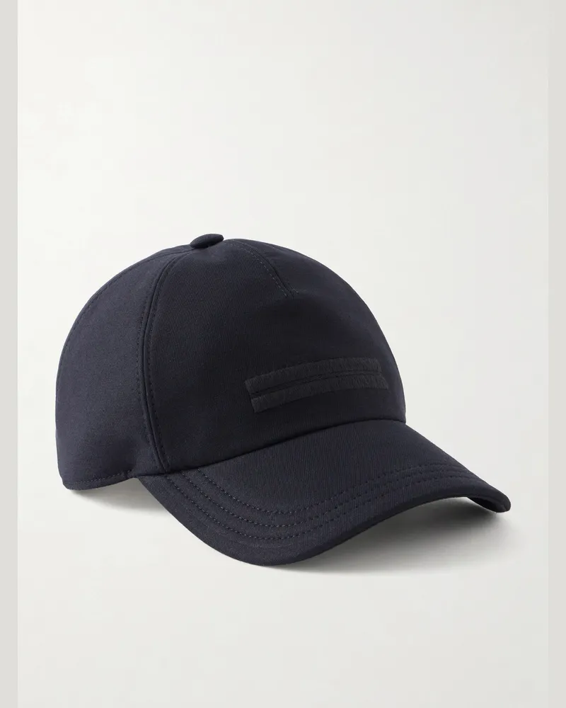 Ermenegildo Zegna Embroidered Cotton Cap Black