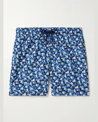 Canali Gerade geschnittene mittellange Badeshorts mit Blumenprint Blau