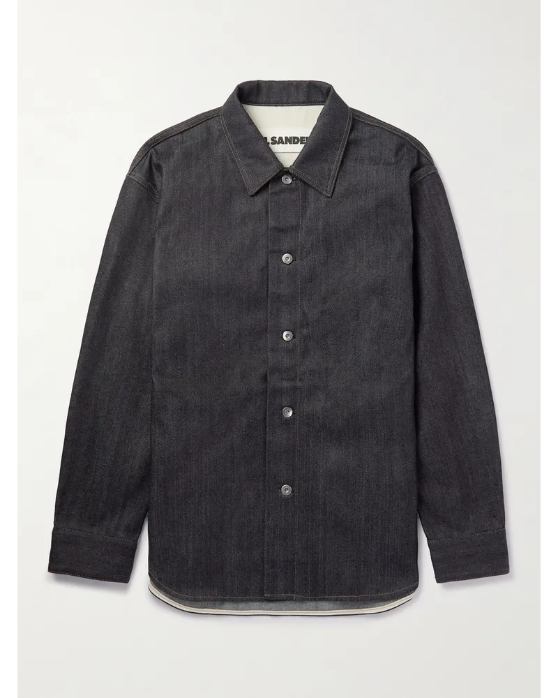 Jil Sander Hemdjacke aus Denim Blau