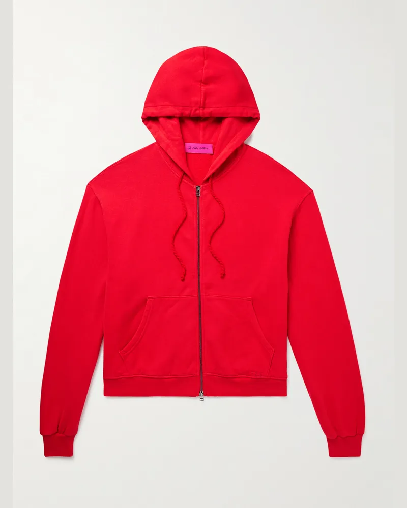 The Elder Statesman Daily Kapuzenjacke aus Jersey aus einer Baumwoll-Kaschmirmischung mit Logostickerei und Reißverschluss Rot