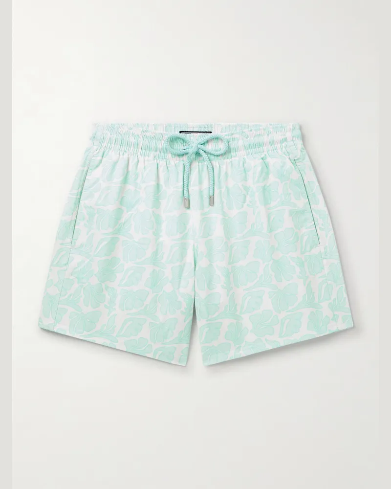 Vilebrequin Moorise gerade geschnittene mittellange Badeshorts mit Print Blau
