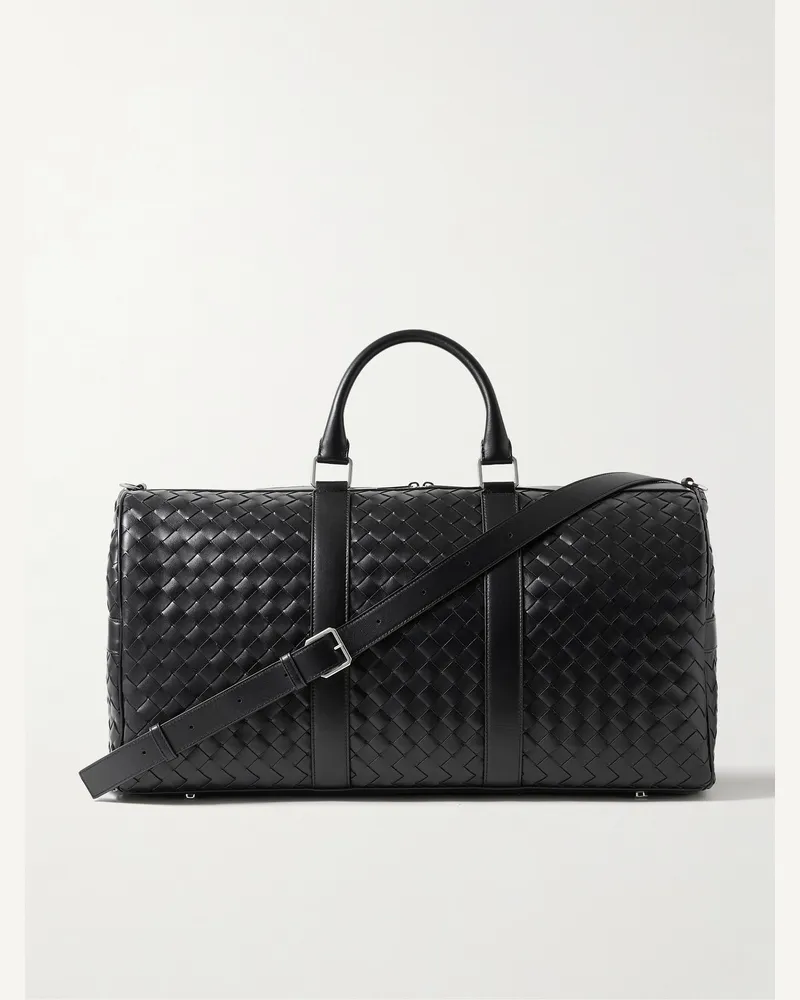 Bottega Veneta Intrecciato Leather Duffle Bag Black