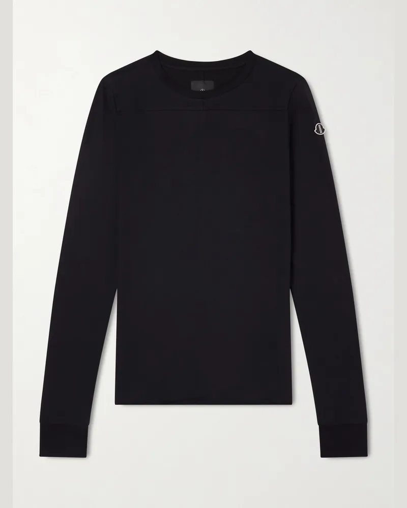 Rick Owens Moncler Schmal geschnittenes Oberteil aus Baumwoll-Jersey mit Logoapplikation Schwarz