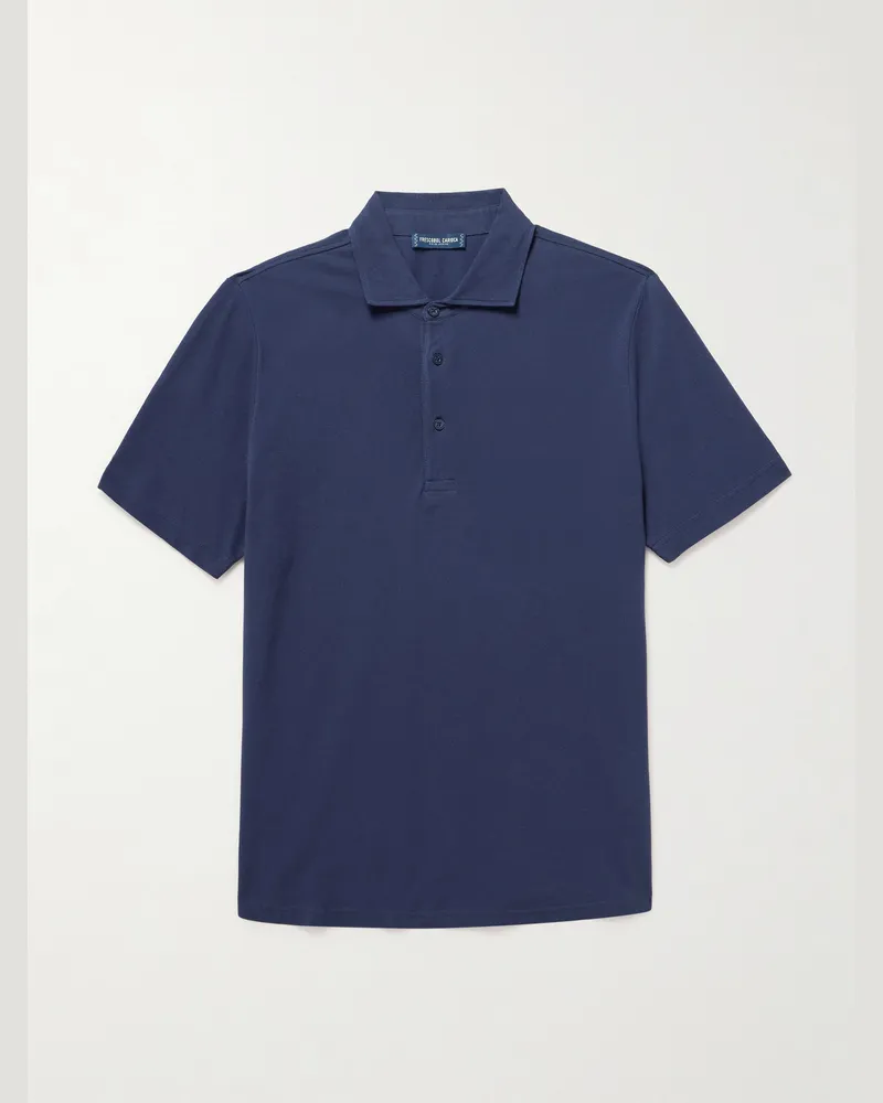 Frescobol Carioca Luca Cotton Polo Shirt Blue