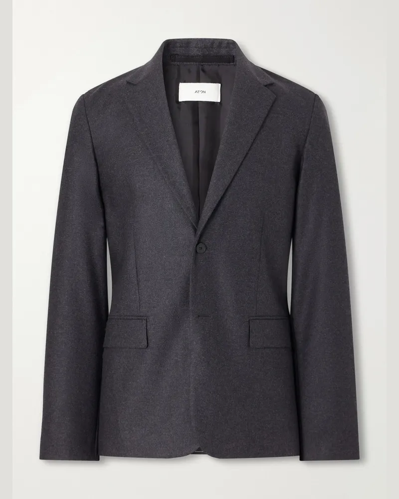ATON Wool-Flannel Suit Jacket Gray