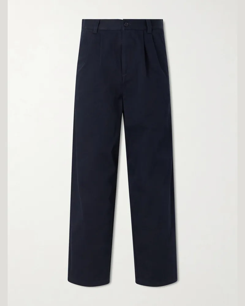 A.P.C. Ricky Wide-Leg Cotton-Twill Trousers Blue
