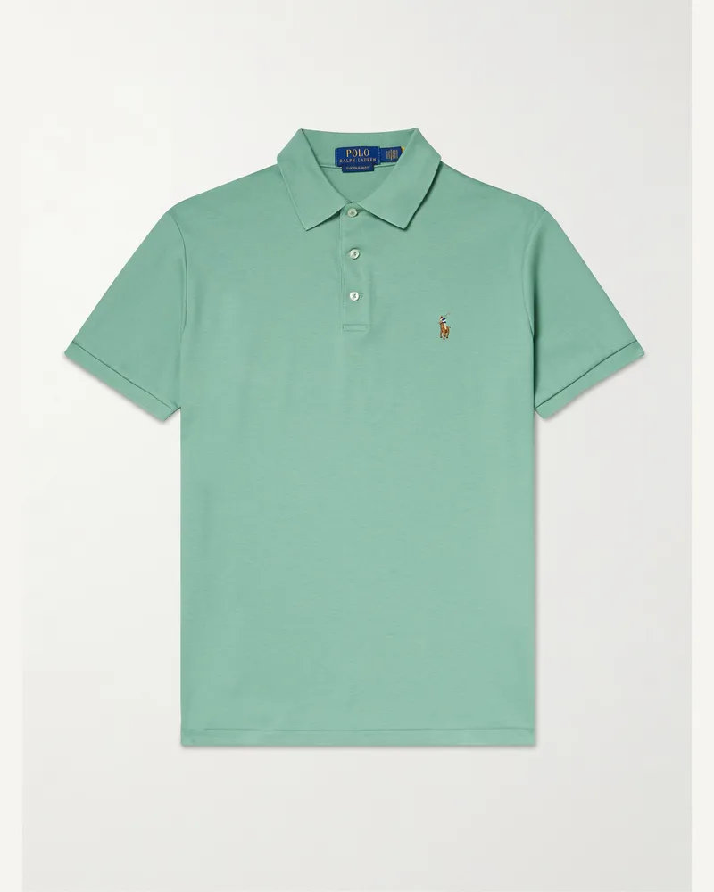Ralph Lauren Logo-Embroidered Cotton-Jersey Polo Shirt Green