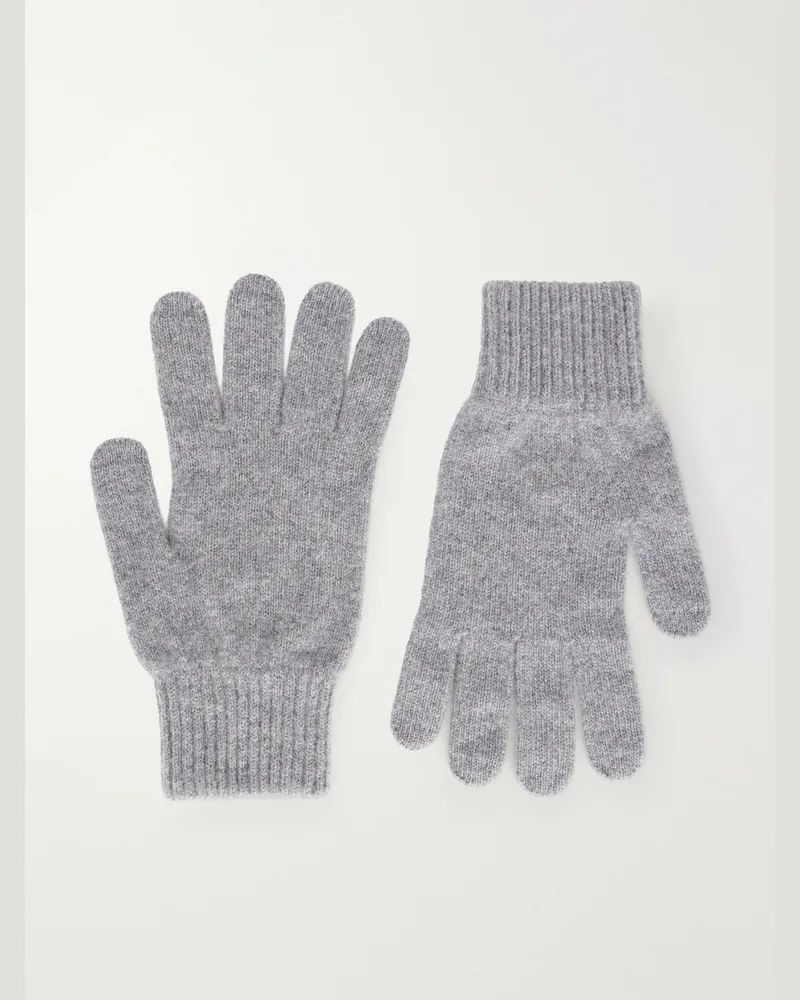 Paul Smith Logo-Appliquéd Cashmere and Merino Wool-Blend Gloves Gray