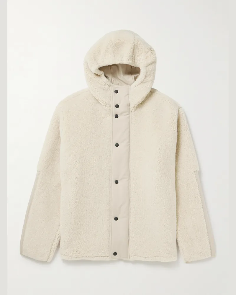 Loro Piana Shell-Trimmed Cashmere and Silk-Blend Fleece Jacket Neutrals