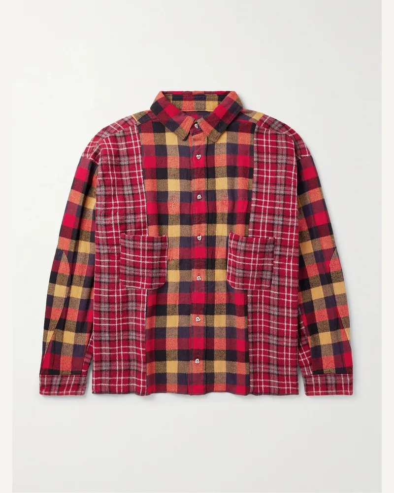 READYMADE Patchwork-Hemd aus kariertem Flanell Rot