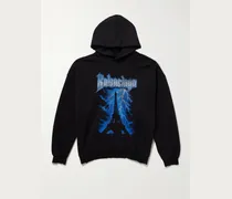 Paris Thunderstorm Distressed Logo-Print Cotton-Jersey Hoodie