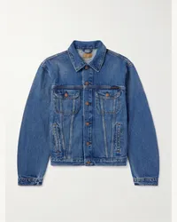 Nudie Jeans Danny Greasy Jeansjacke mit Logoapplikation Blau